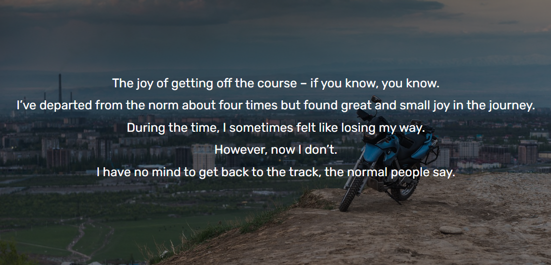 The joy of getting off the course